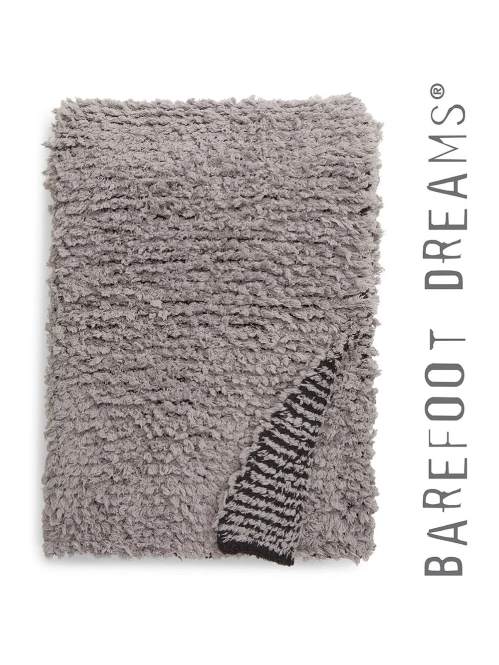 Barefoot Dreams Cozy Chic Throw Blanket 54 x 72 EUC Gray & Black